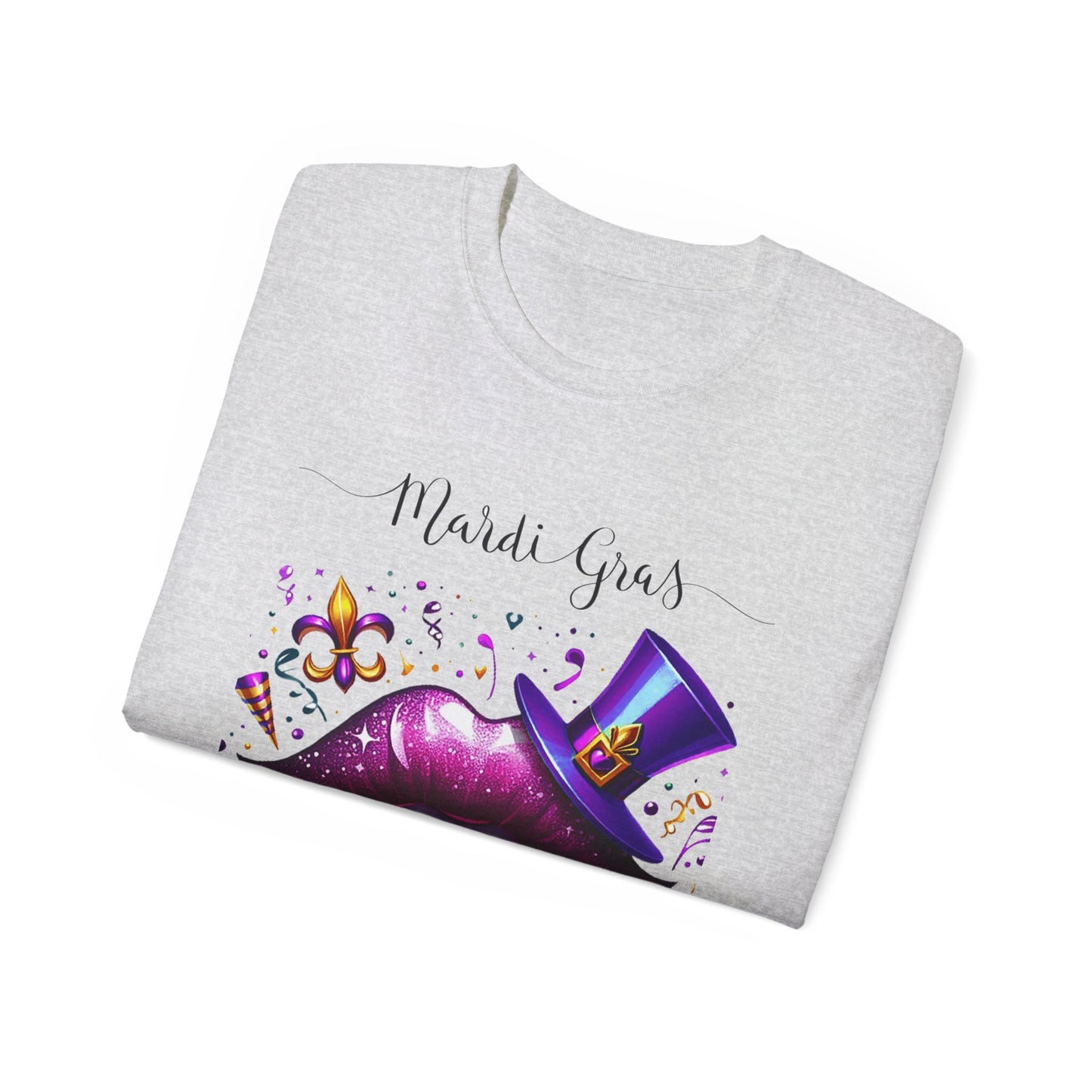 Womens Mardi Gras Top Hat T-Shirt: "Kiss Me" Collection