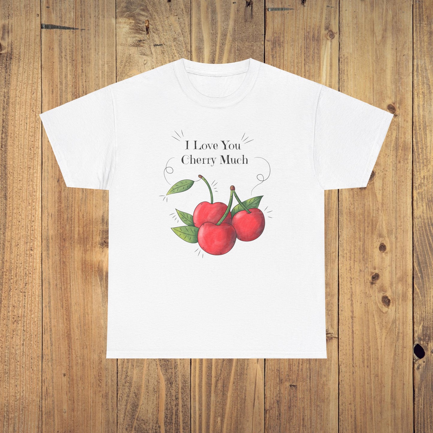 Vintage I Love You Cherry Much Unisex Heavy Cotton T-Shirt