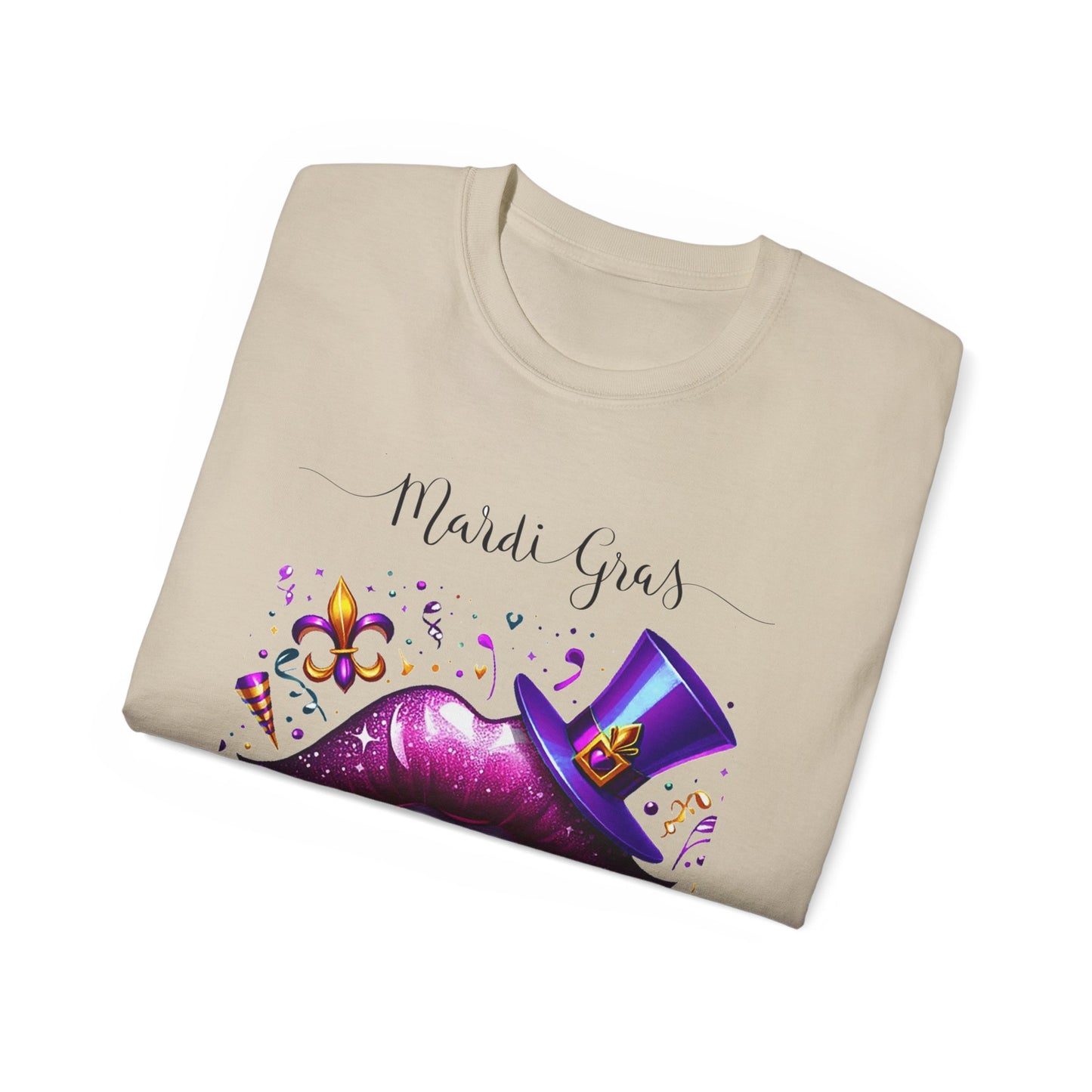 Womens Mardi Gras Top Hat T-Shirt: "Kiss Me" Collection