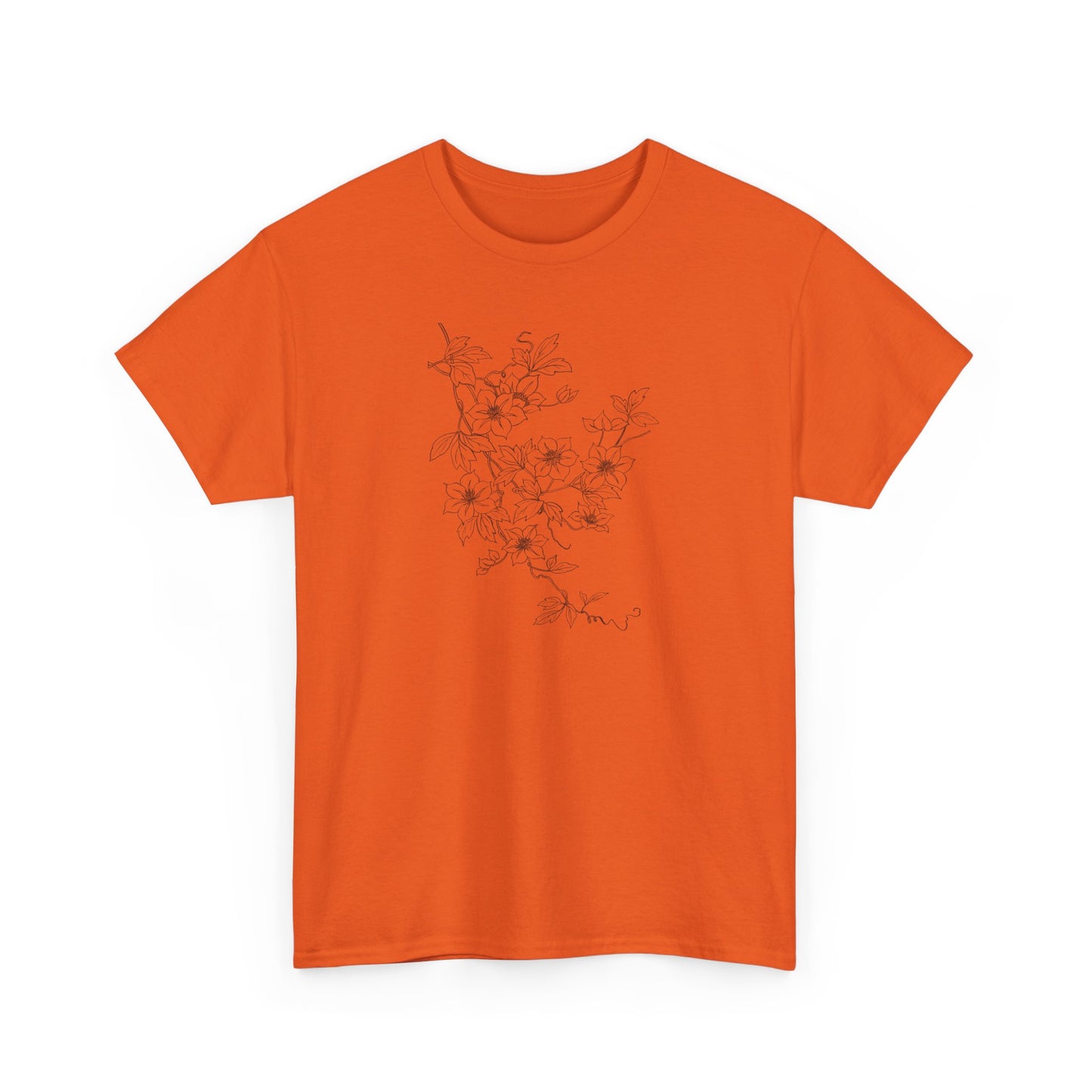 Black Vintage Floral Branch Unisex Heavy Cotton T-Shirt