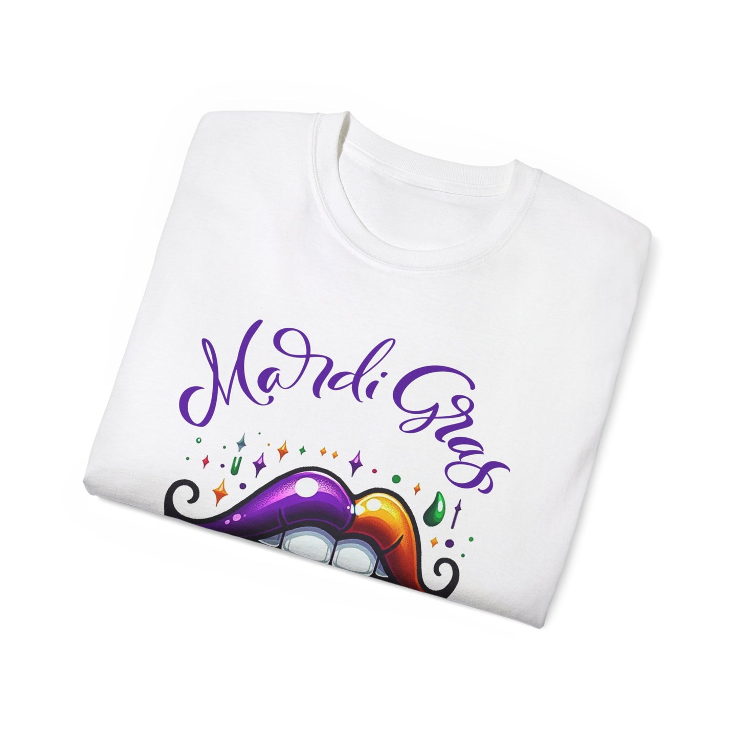 Womens Mardi Gras Beads T-Shirt: "Kiss Me" Collection