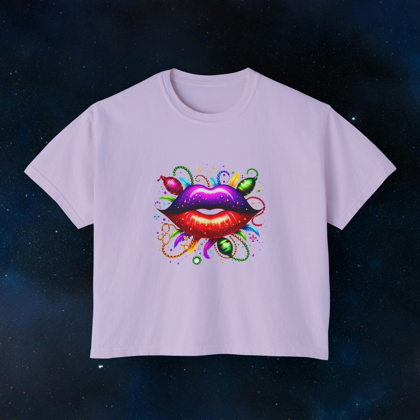 Mardi Gras Dance Party Boxy Tee: "Kiss Me" Collection