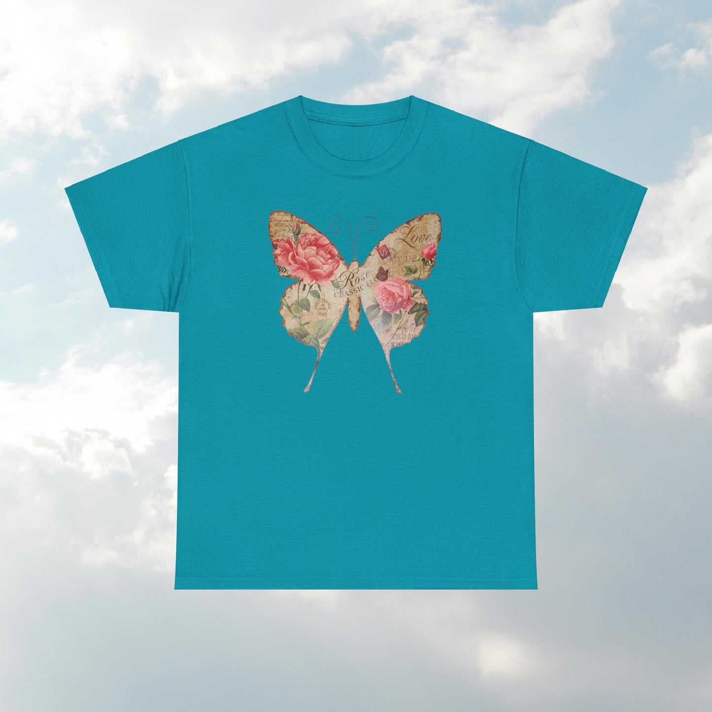 Vintage Postcard Butterfly Unisex Heavy Cotton T-Shirt