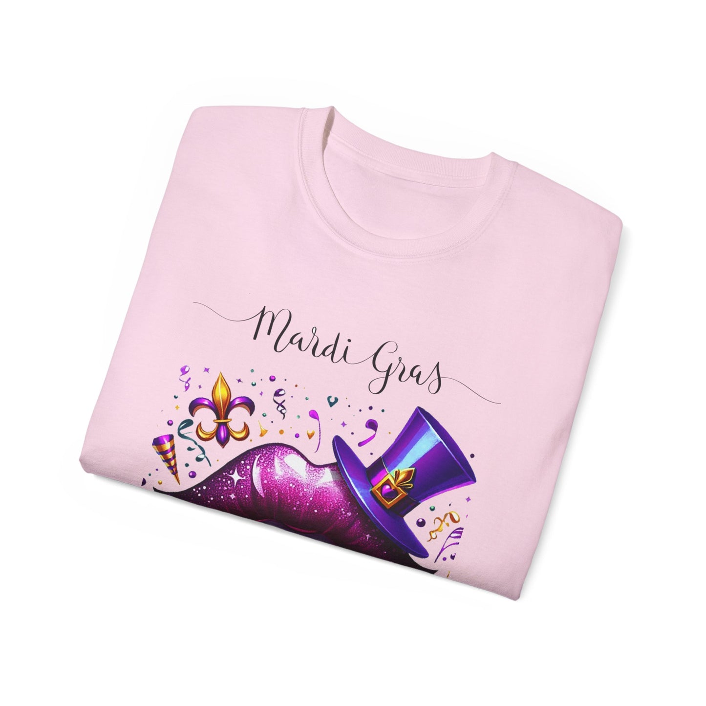 Womens Mardi Gras Top Hat T-Shirt: "Kiss Me" Collection