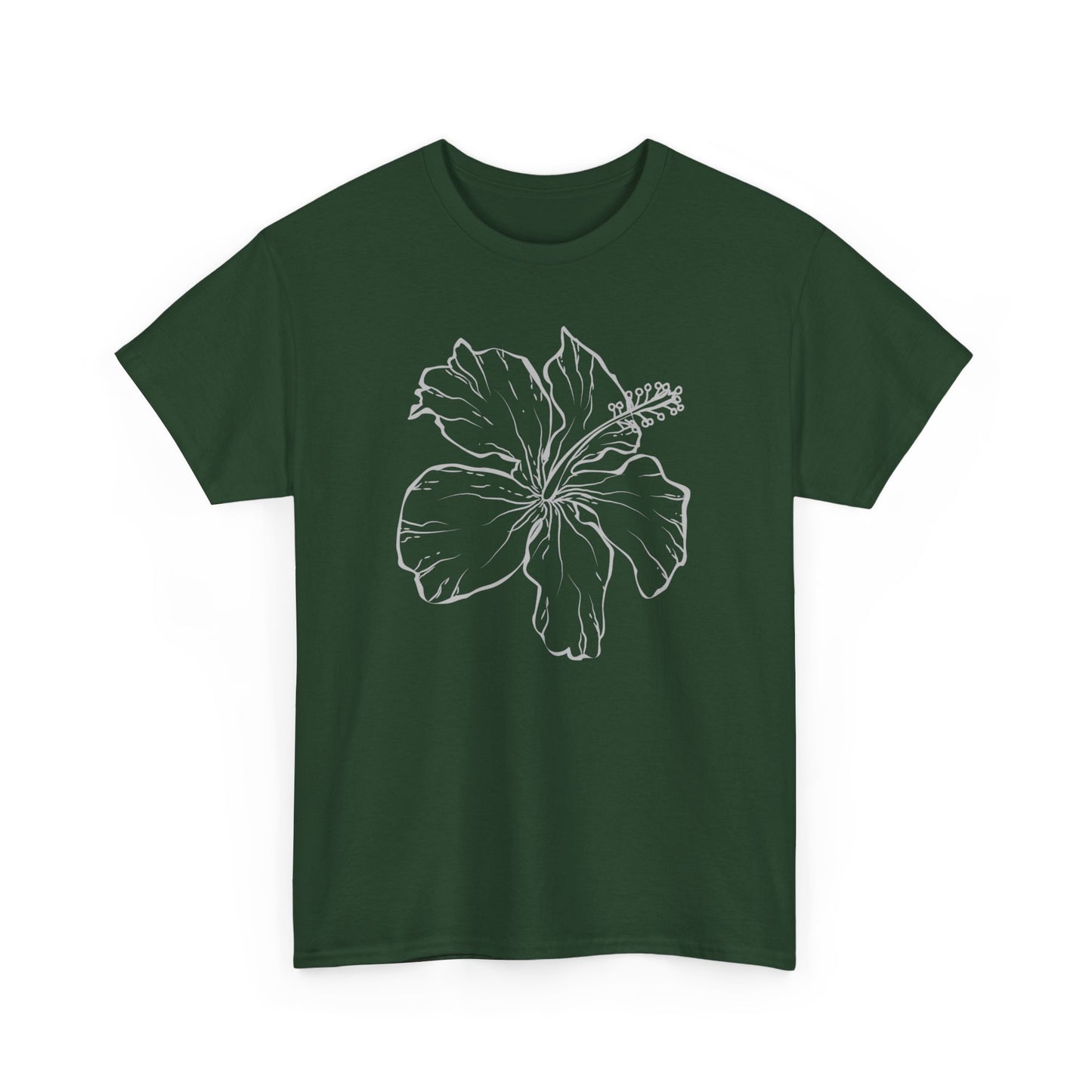 Big and Bold White Vintage Floral Bloom Unisex Heavy Cotton T-Shirt