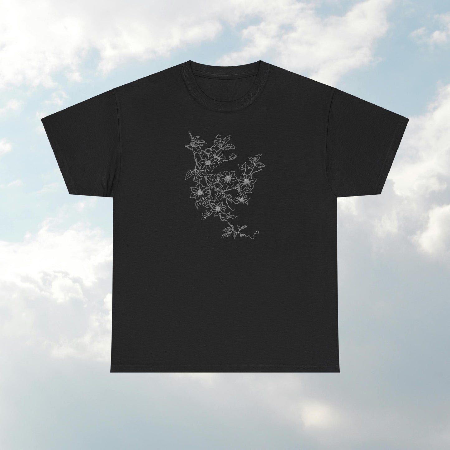 White Vintage Floral Branch Unisex Heavy Cotton Tee