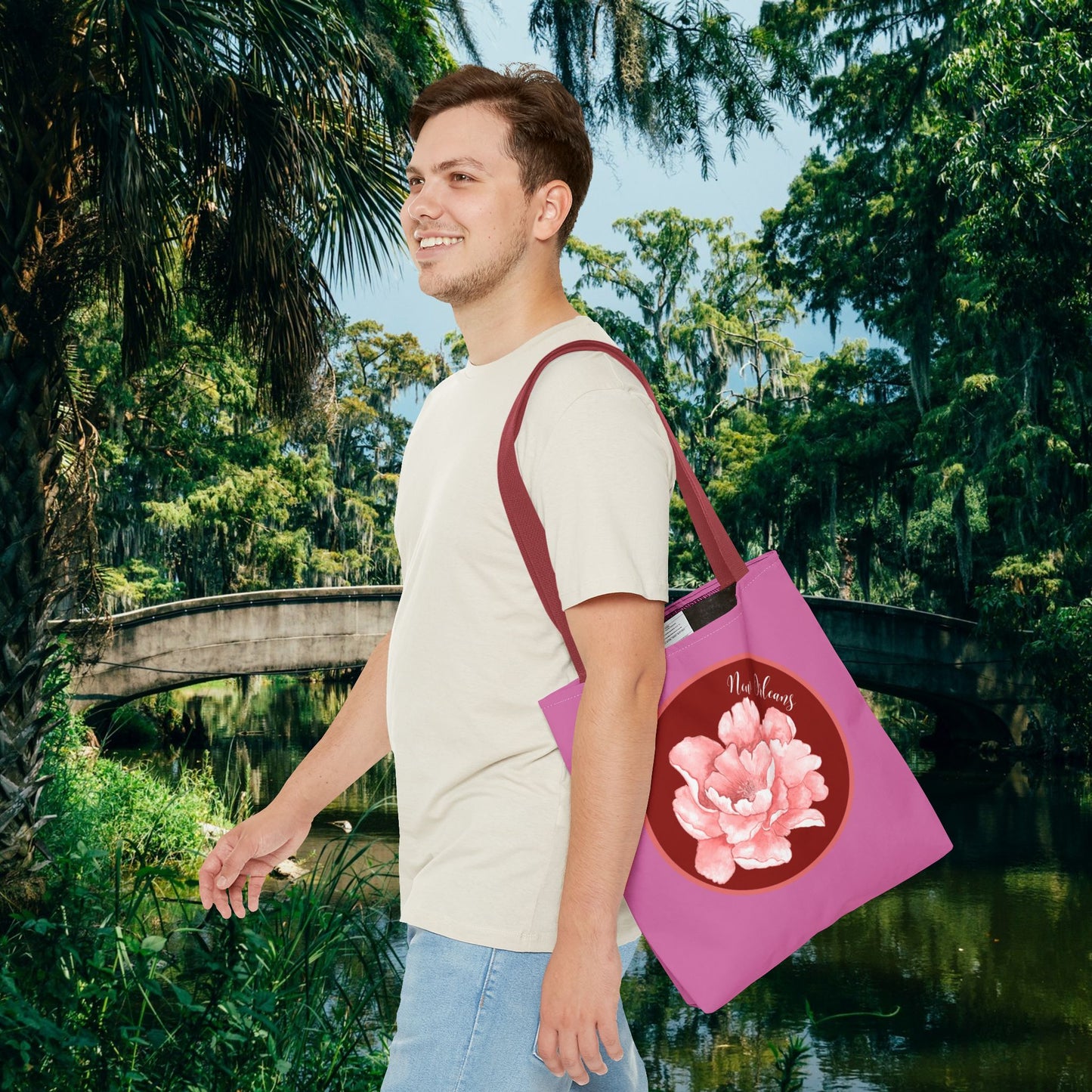 New Orleans Summer Peony Flower Shopping Tote Bag