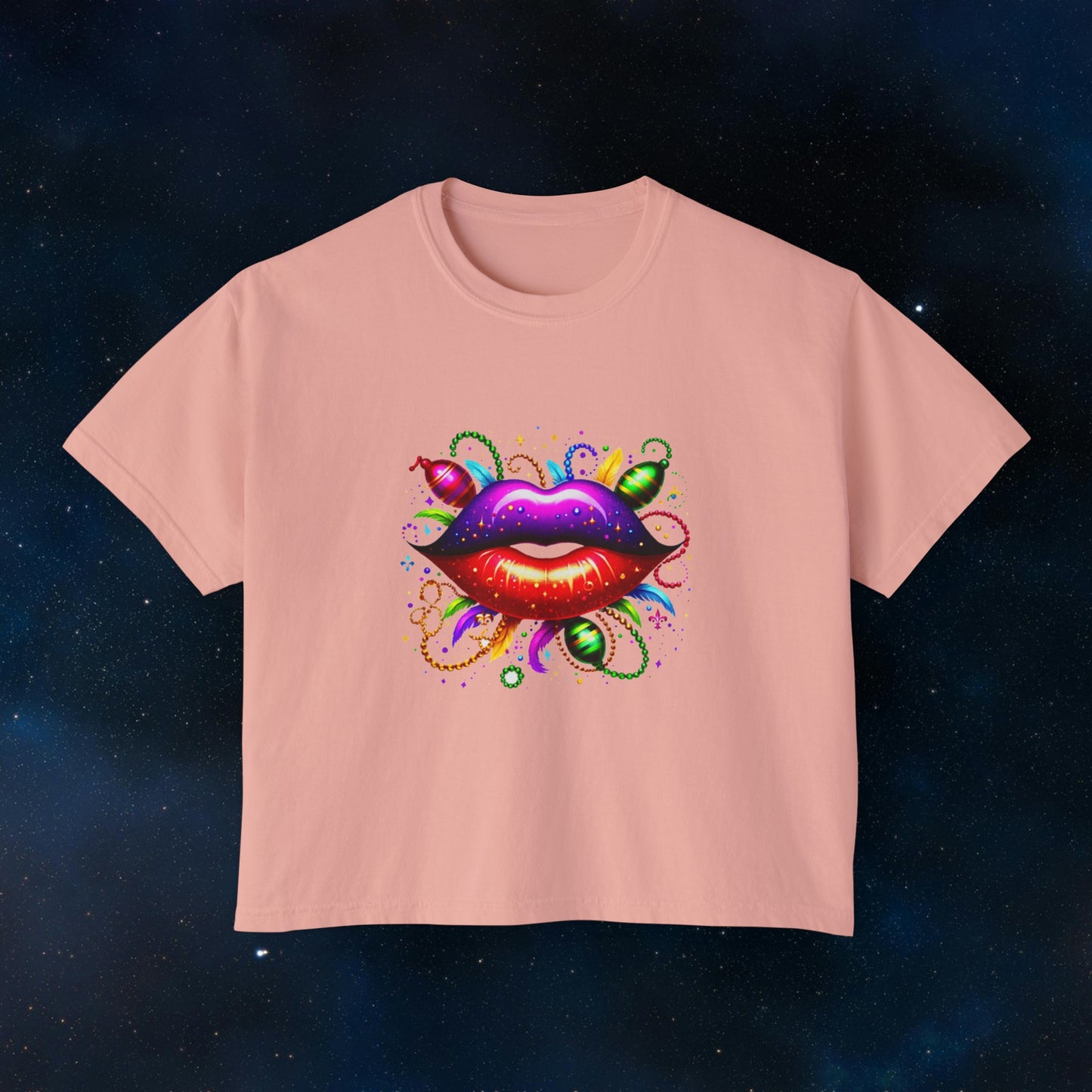 Mardi Gras Dance Party Boxy Tee: "Kiss Me" Collection