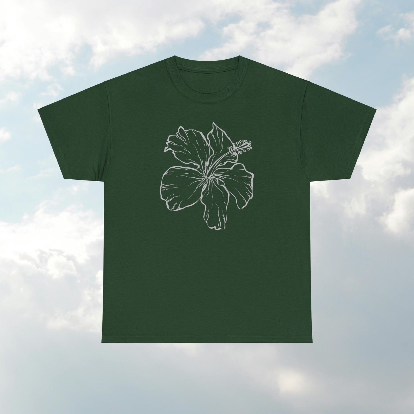 Big and Bold White Vintage Floral Bloom Unisex Heavy Cotton T-Shirt