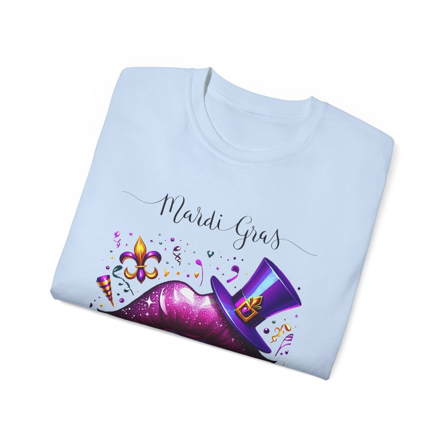 Womens Mardi Gras Top Hat T-Shirt: "Kiss Me" Collection