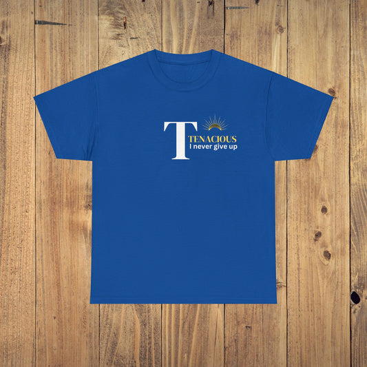 T is for Tenacious: Enjoy your stride in this unisex heavy cotton tee