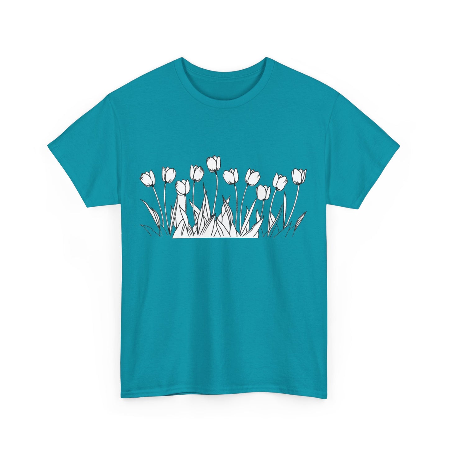 Vintage Tulip Floral Unisex Heavy Cotton T-Shirt