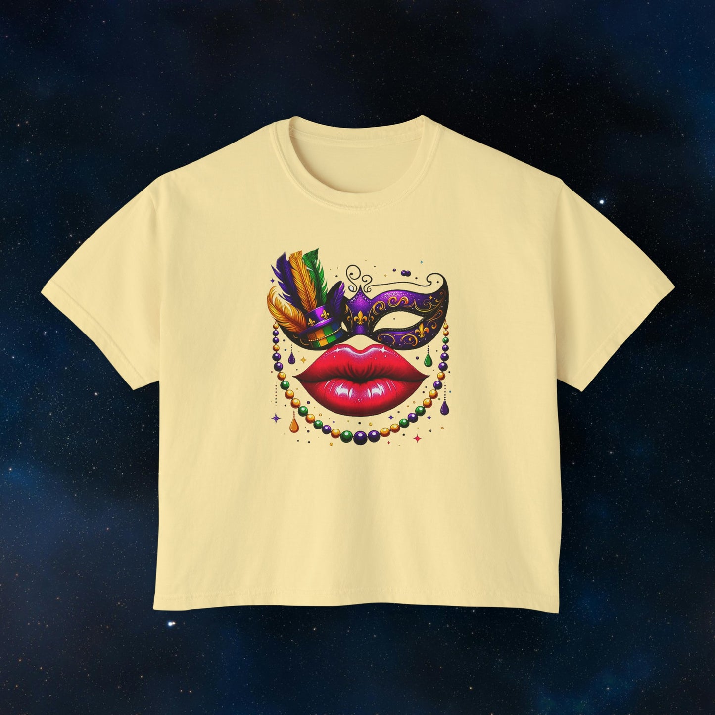 Mardi Gras Queen Boxy Tee: "Kiss Me" Collection