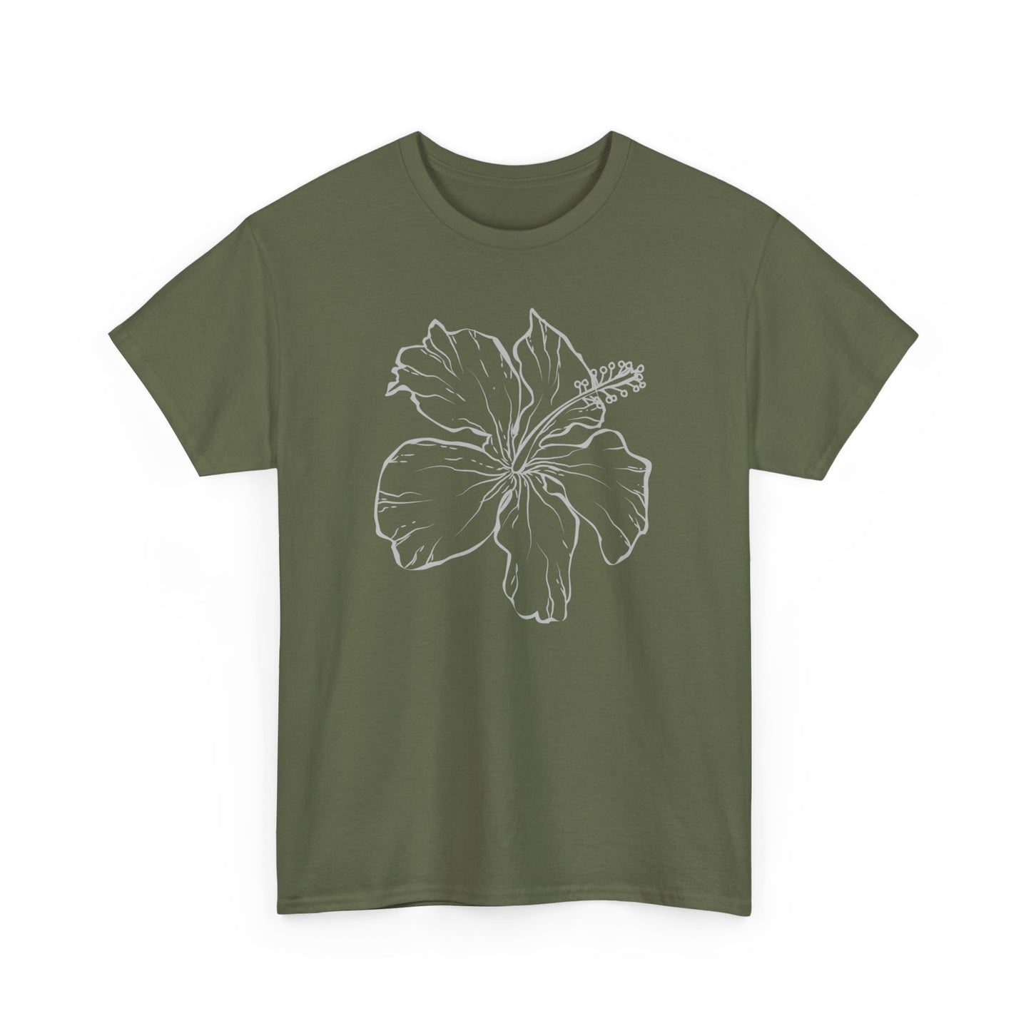 Big and Bold White Vintage Floral Bloom Unisex Heavy Cotton T-Shirt