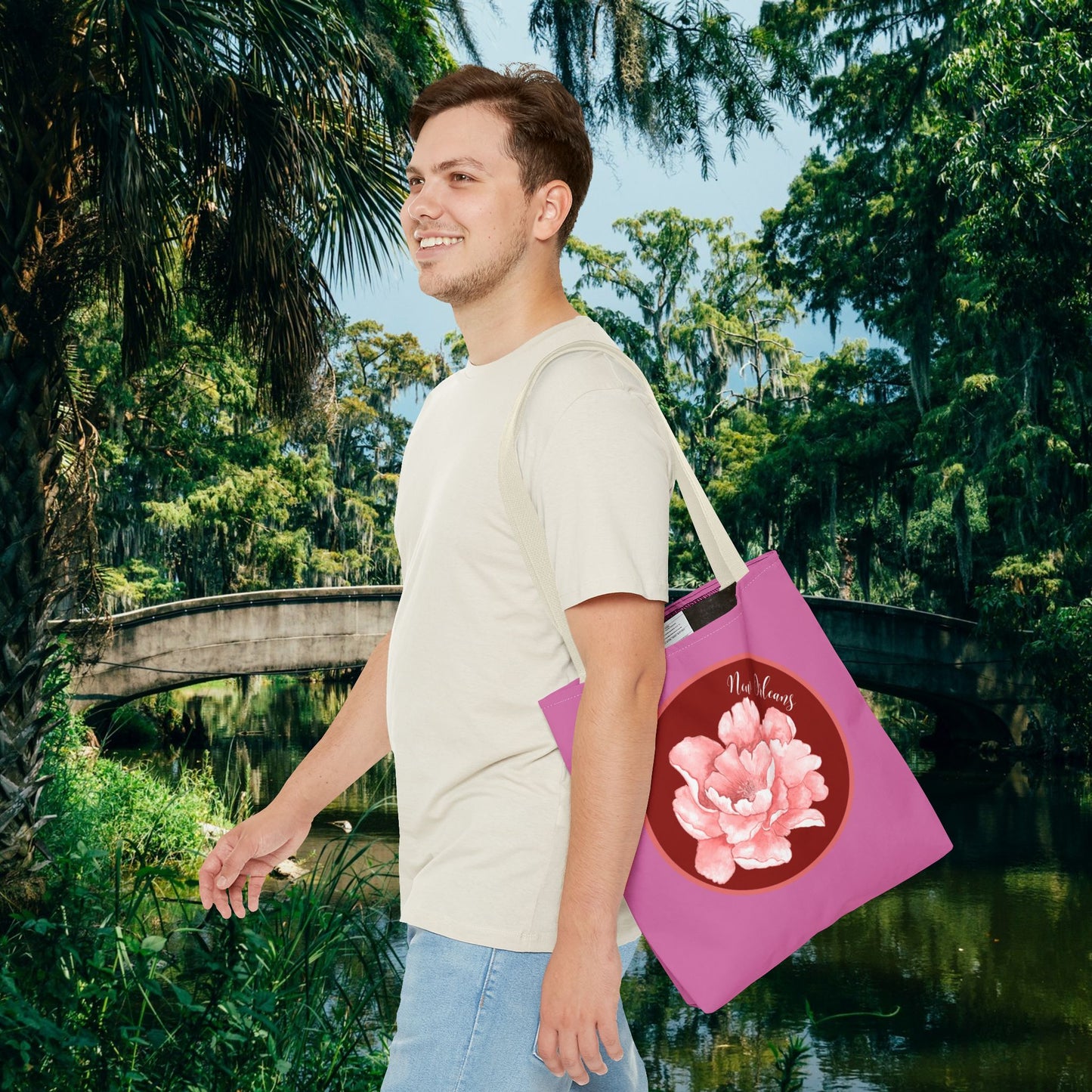 New Orleans Summer Peony Flower Shopping Tote Bag