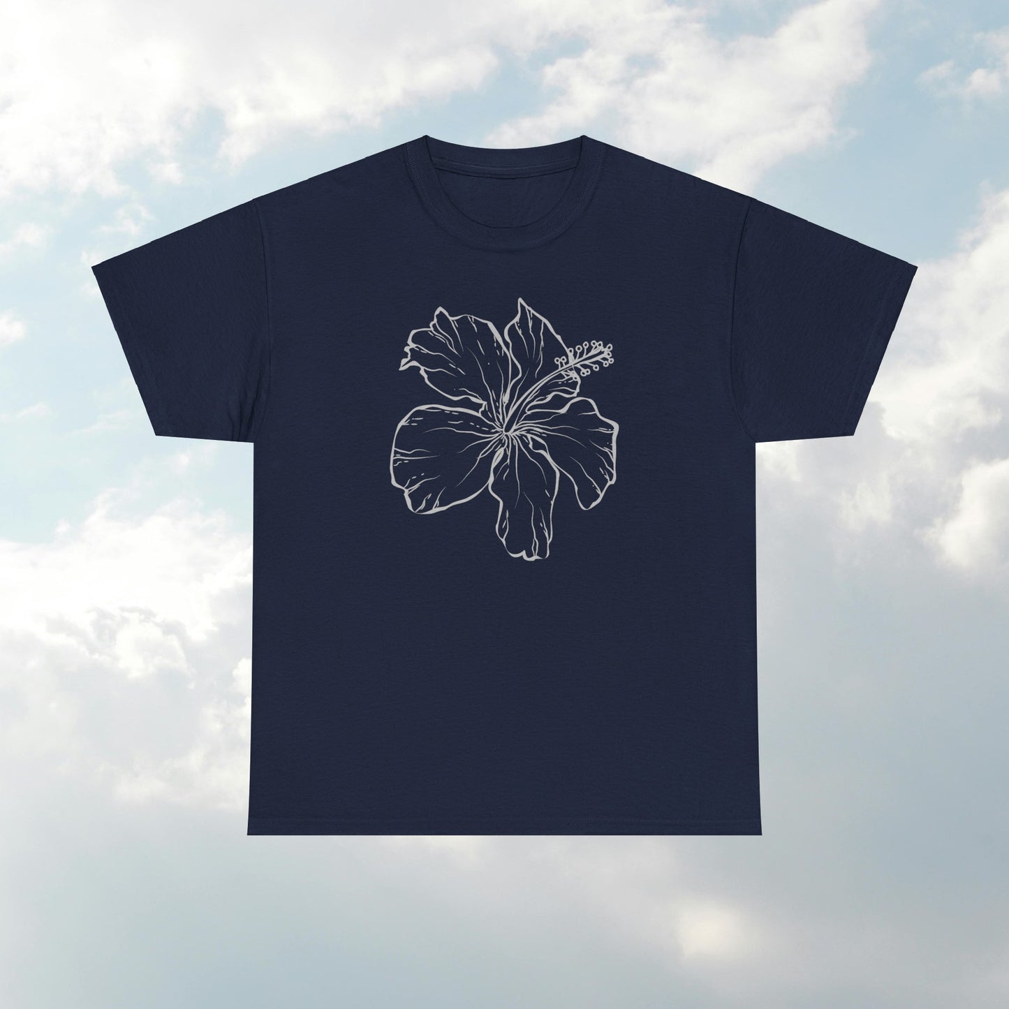 Big and Bold White Vintage Floral Bloom Unisex Heavy Cotton T-Shirt