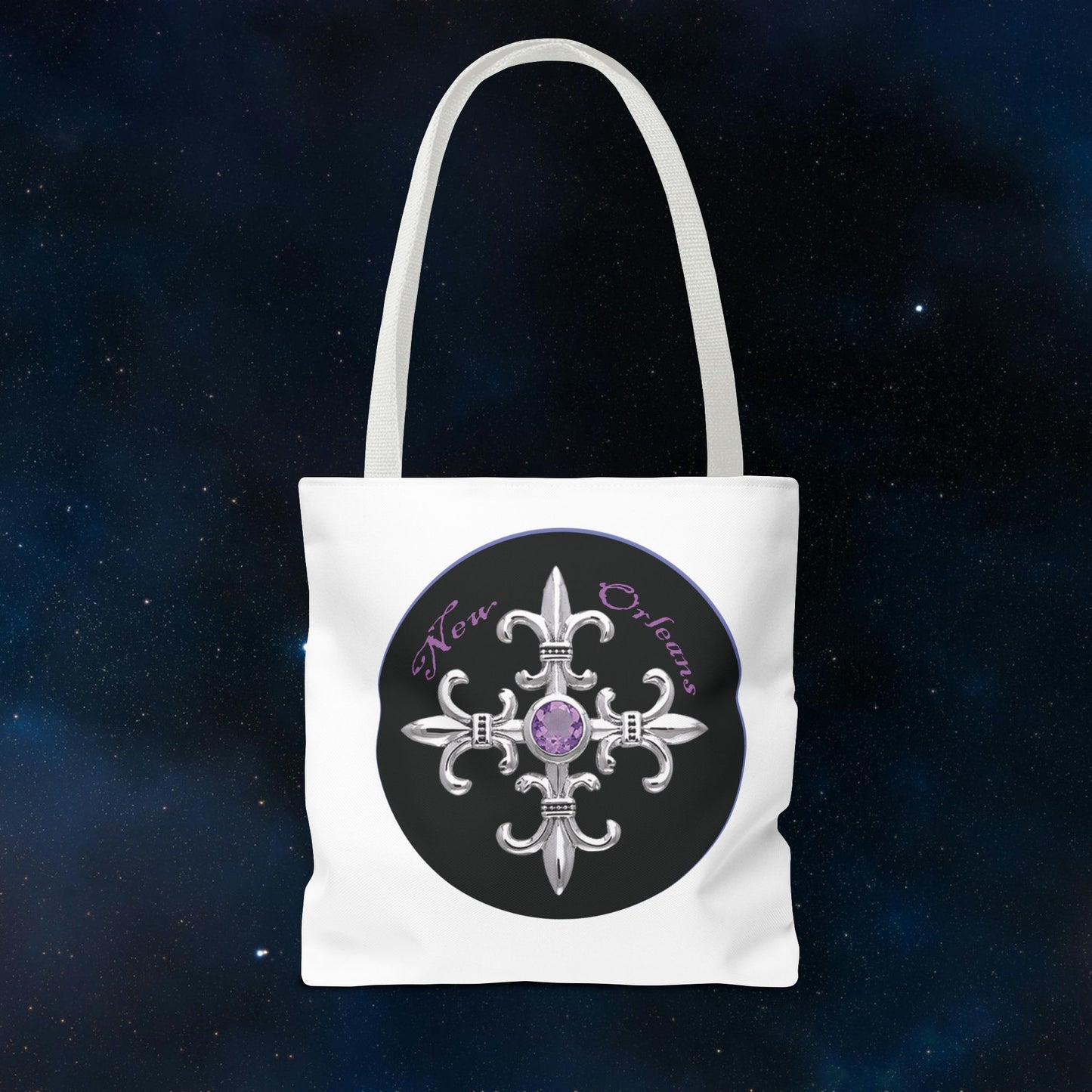 New Orleans Royal Fleur de Lis Crest Shopping Tote Bag-White