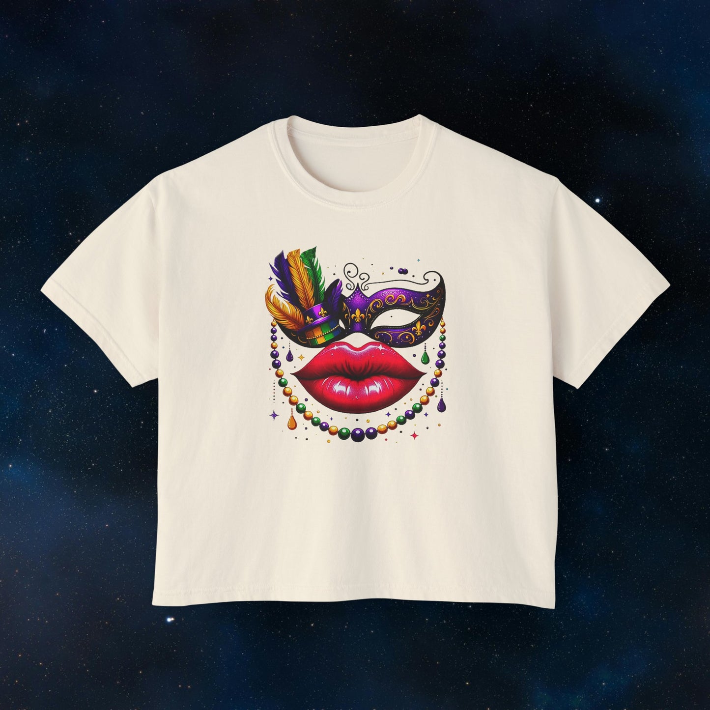 Mardi Gras Queen Boxy Tee: "Kiss Me" Collection