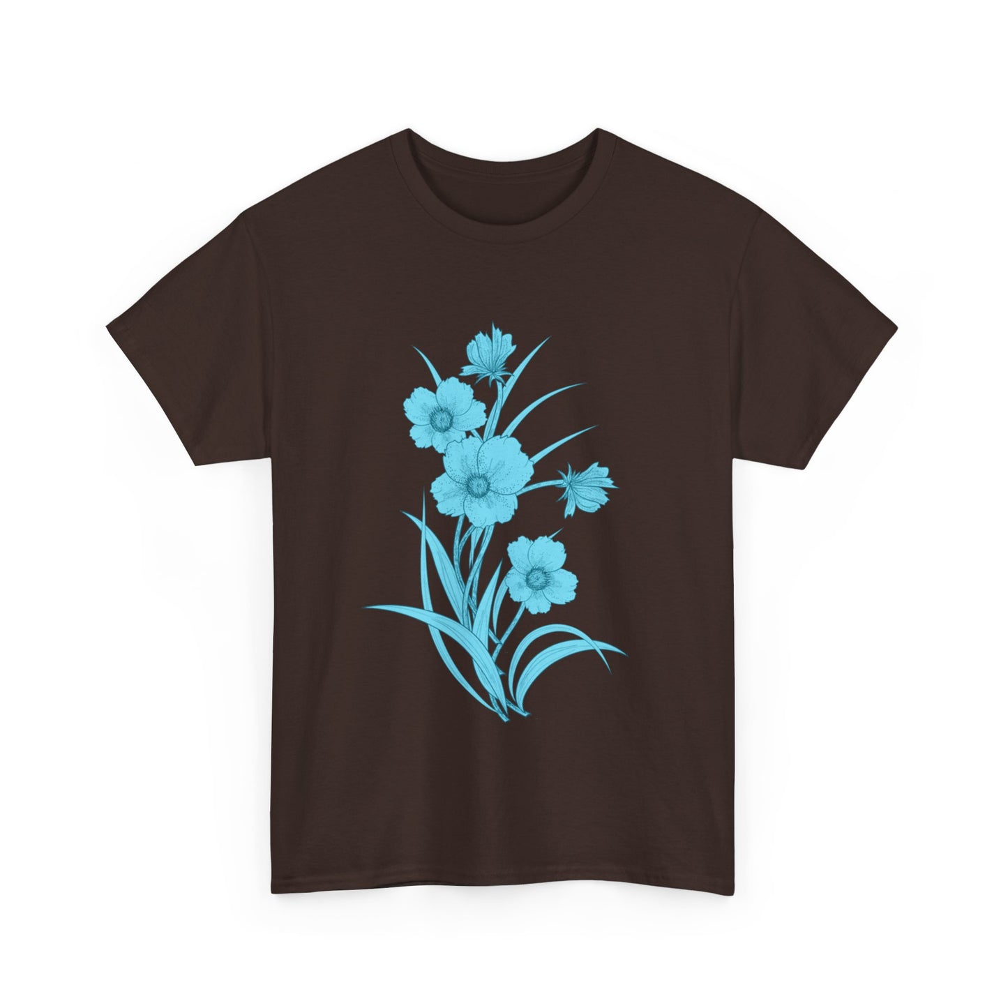 Vintage Blue Floral Unisex Heavy Cotton T-Shirt