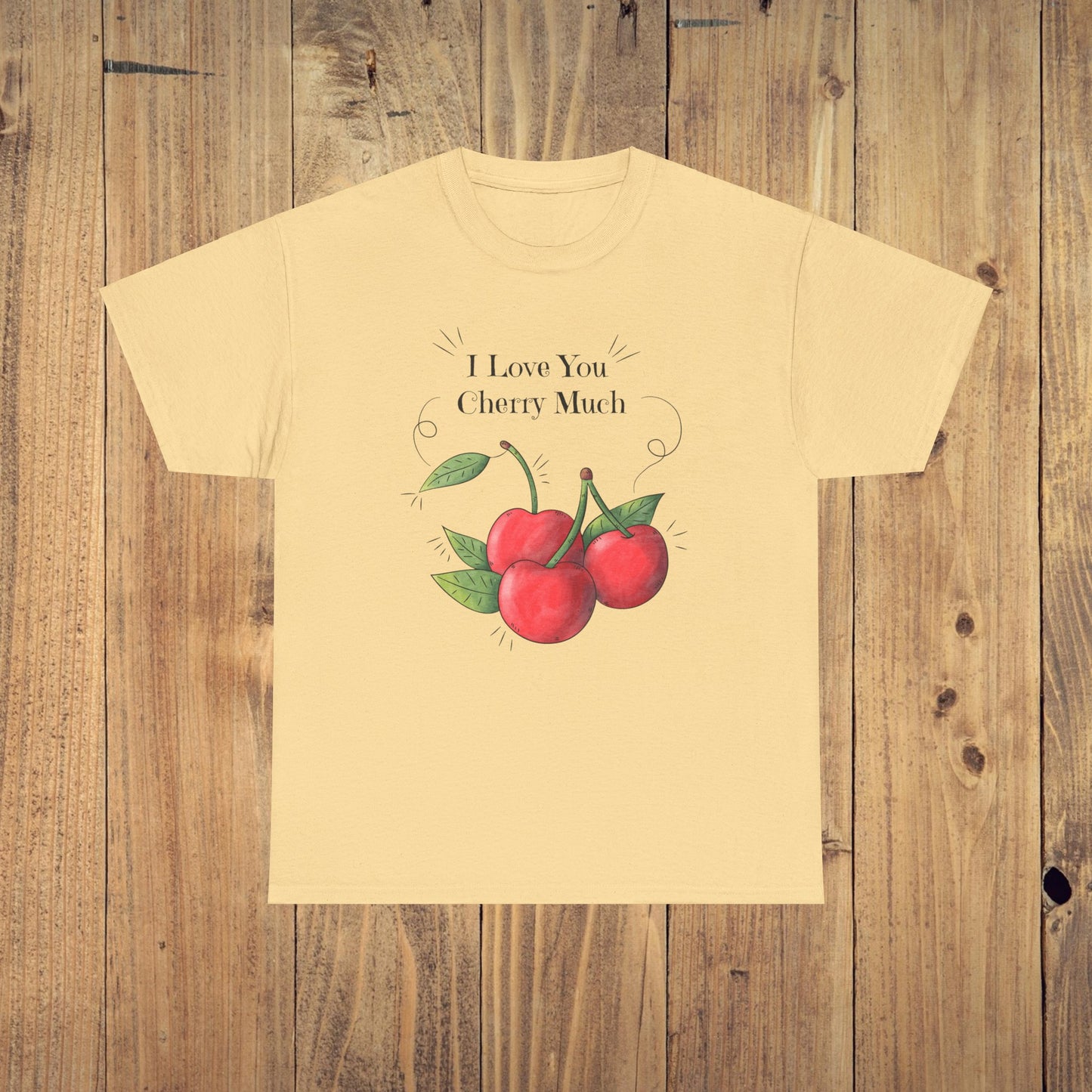 Vintage I Love You Cherry Much Unisex Heavy Cotton T-Shirt