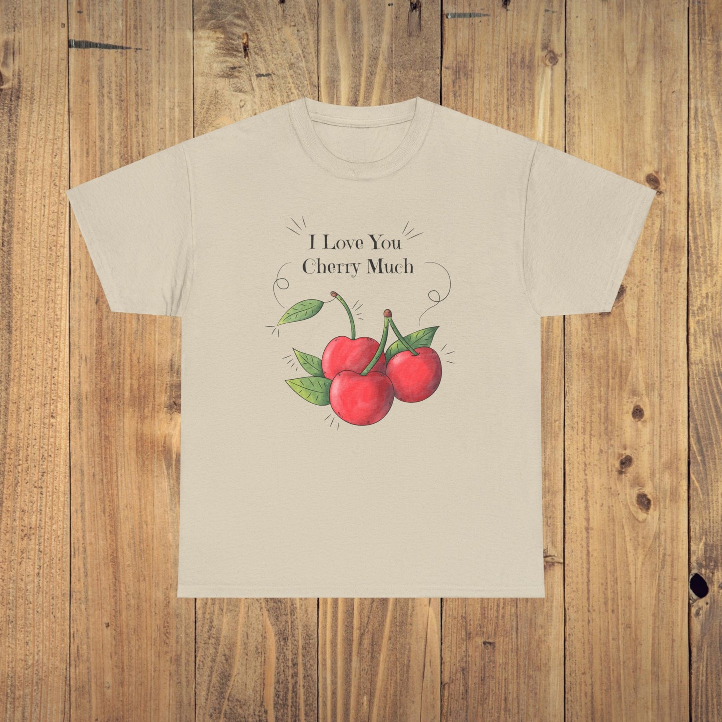 Vintage I Love You Cherry Much Unisex Heavy Cotton T-Shirt