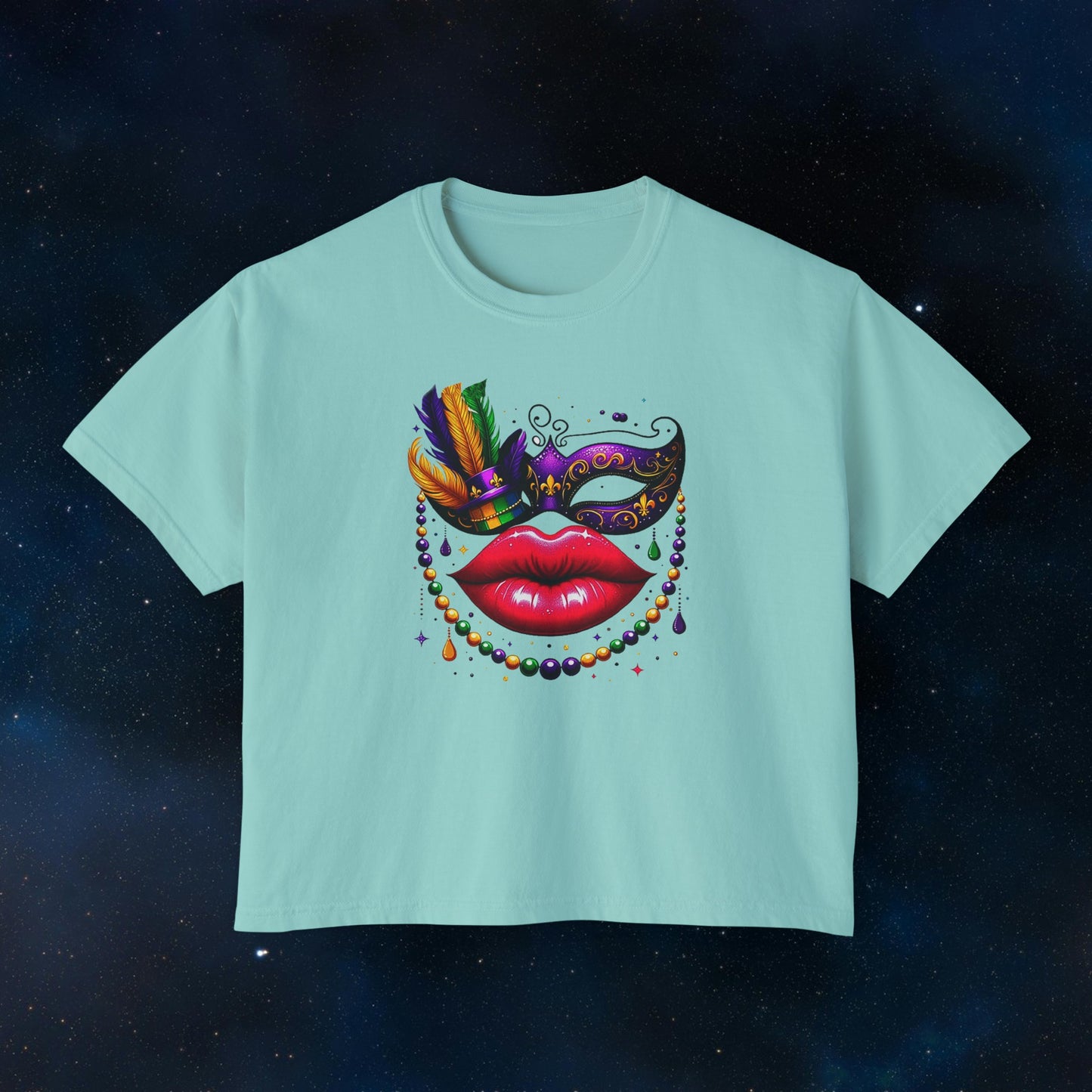 Mardi Gras Queen Boxy Tee: "Kiss Me" Collection