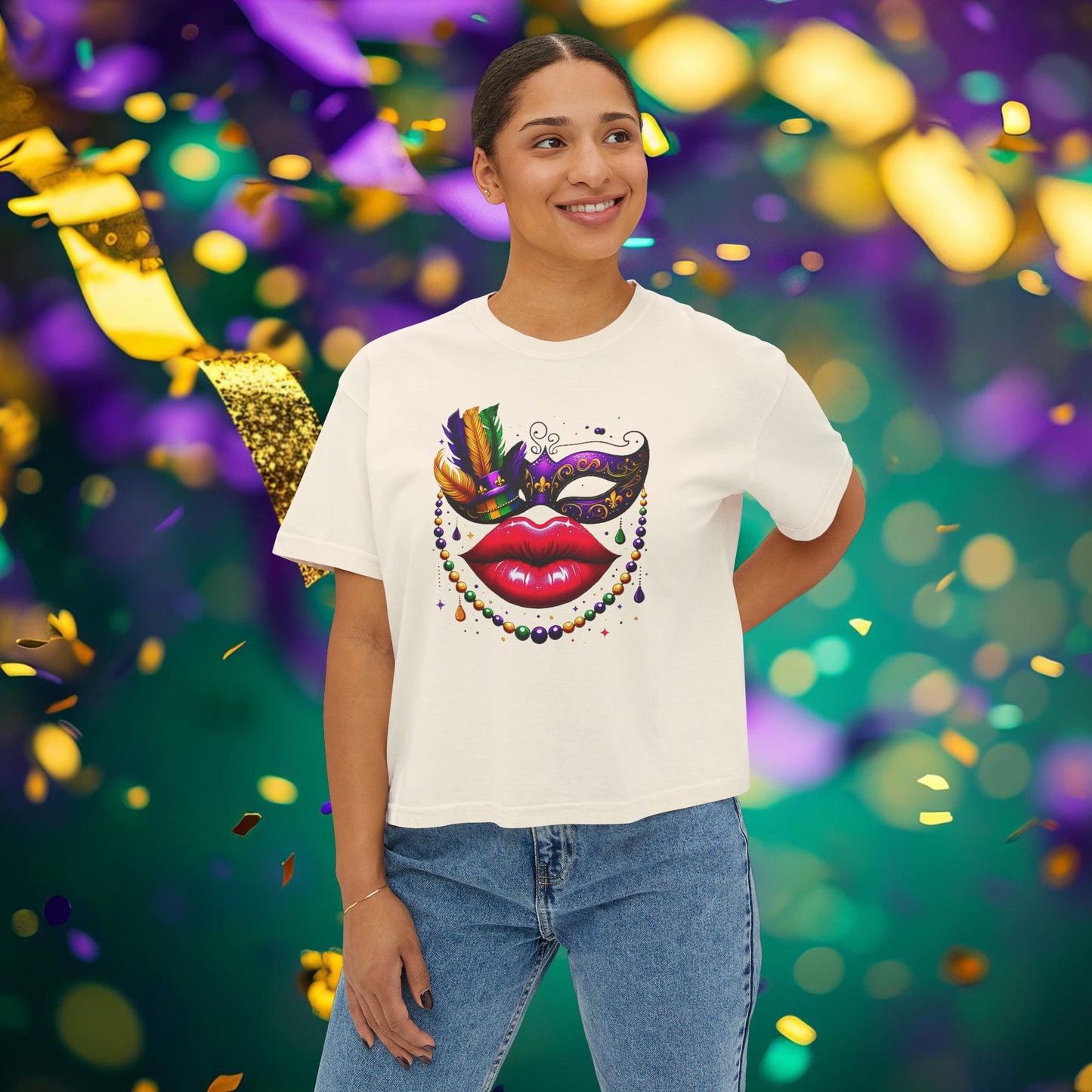 Mardi Gras Queen Boxy Tee: "Kiss Me" Collection