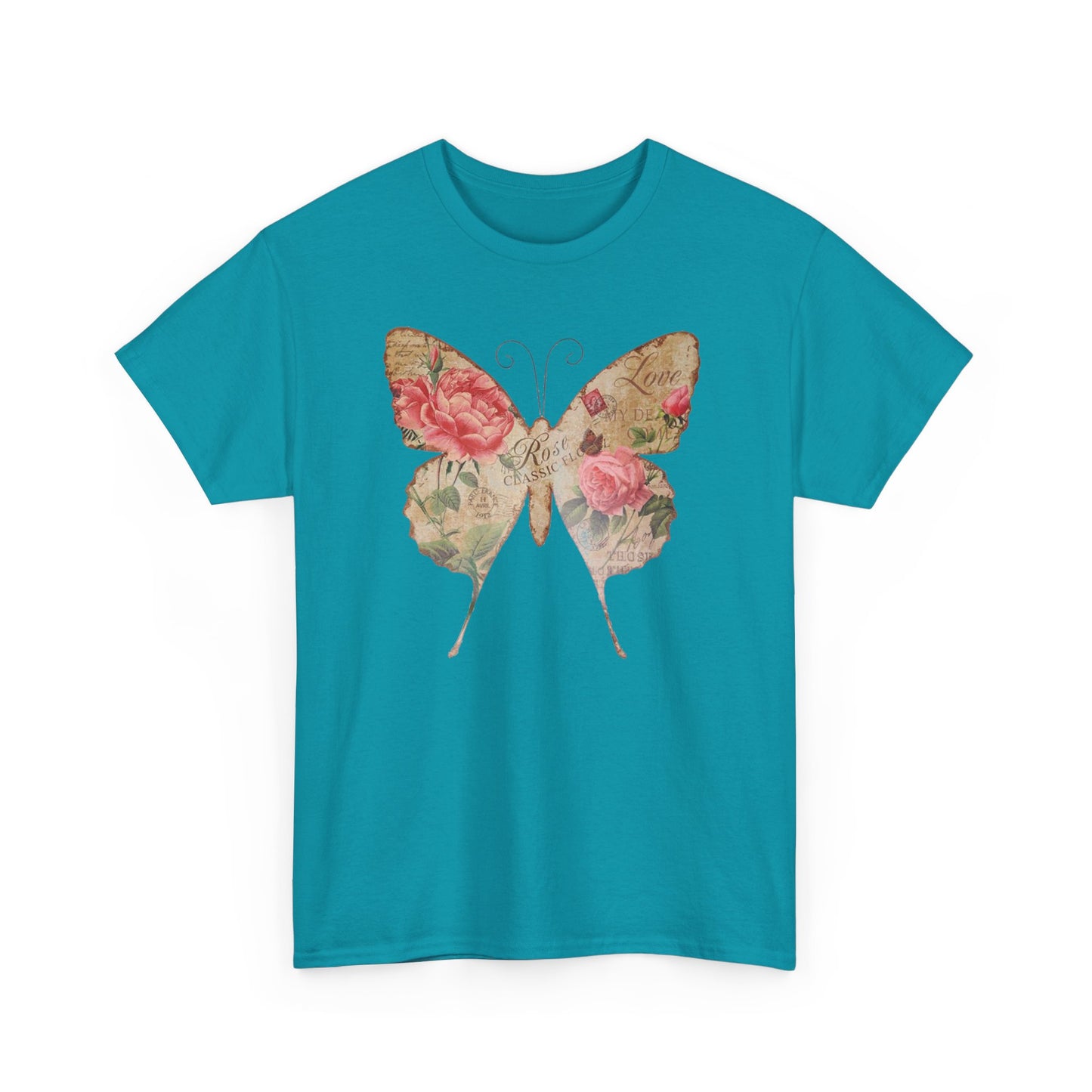 Vintage Postcard Butterfly Unisex Heavy Cotton T-Shirt