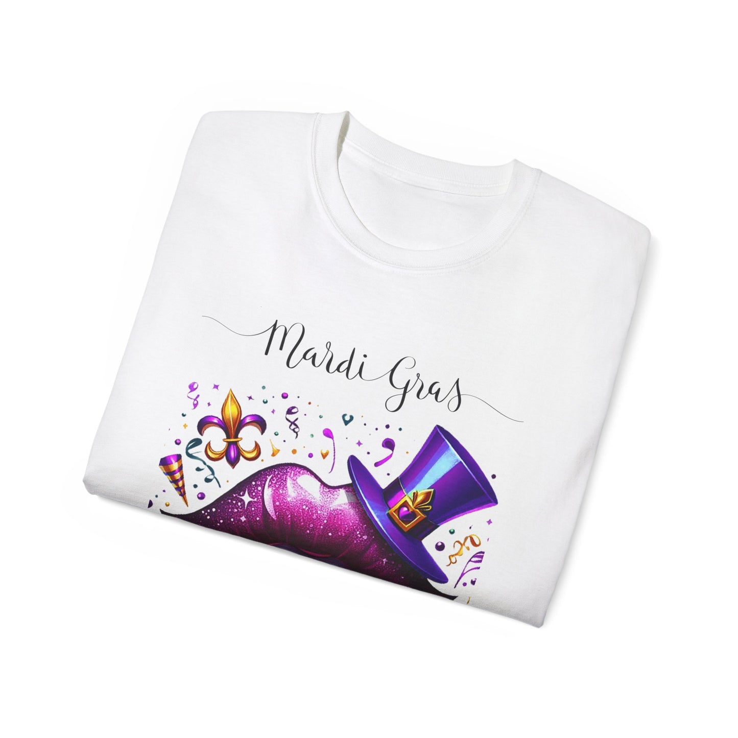 Womens Mardi Gras Top Hat T-Shirt: "Kiss Me" Collection