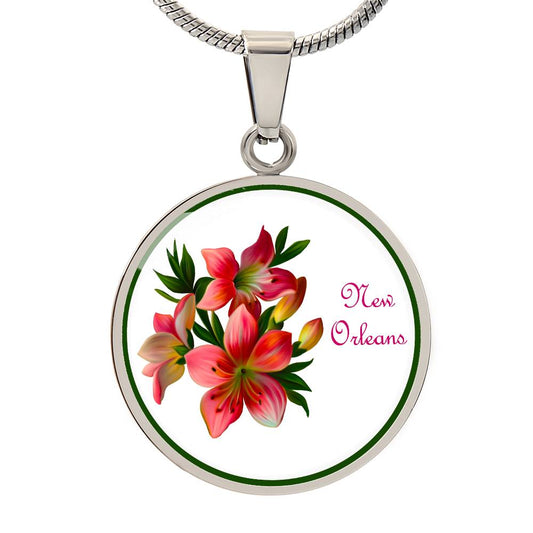 New Orleans Summer Flowers: Brilliant Pink Lilies Pendant