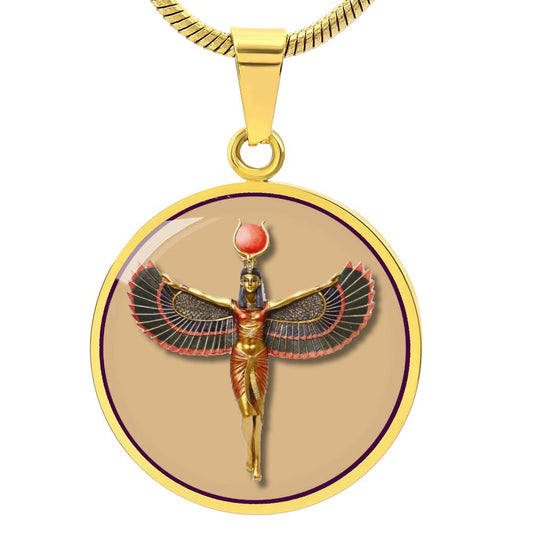 Egyptian Winged Goddess Aset (Isis) Pendant-Gold