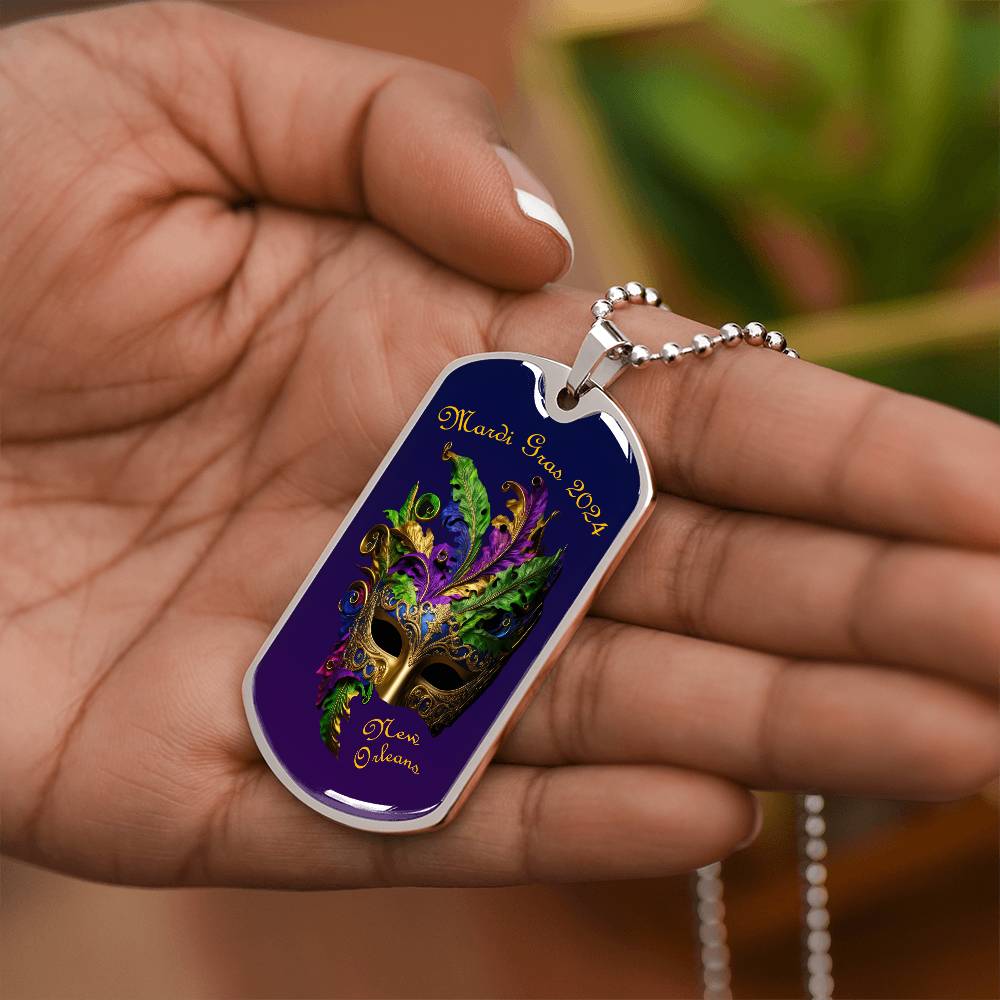 Purple and Gold Military "Dog Tag" Style Pendant