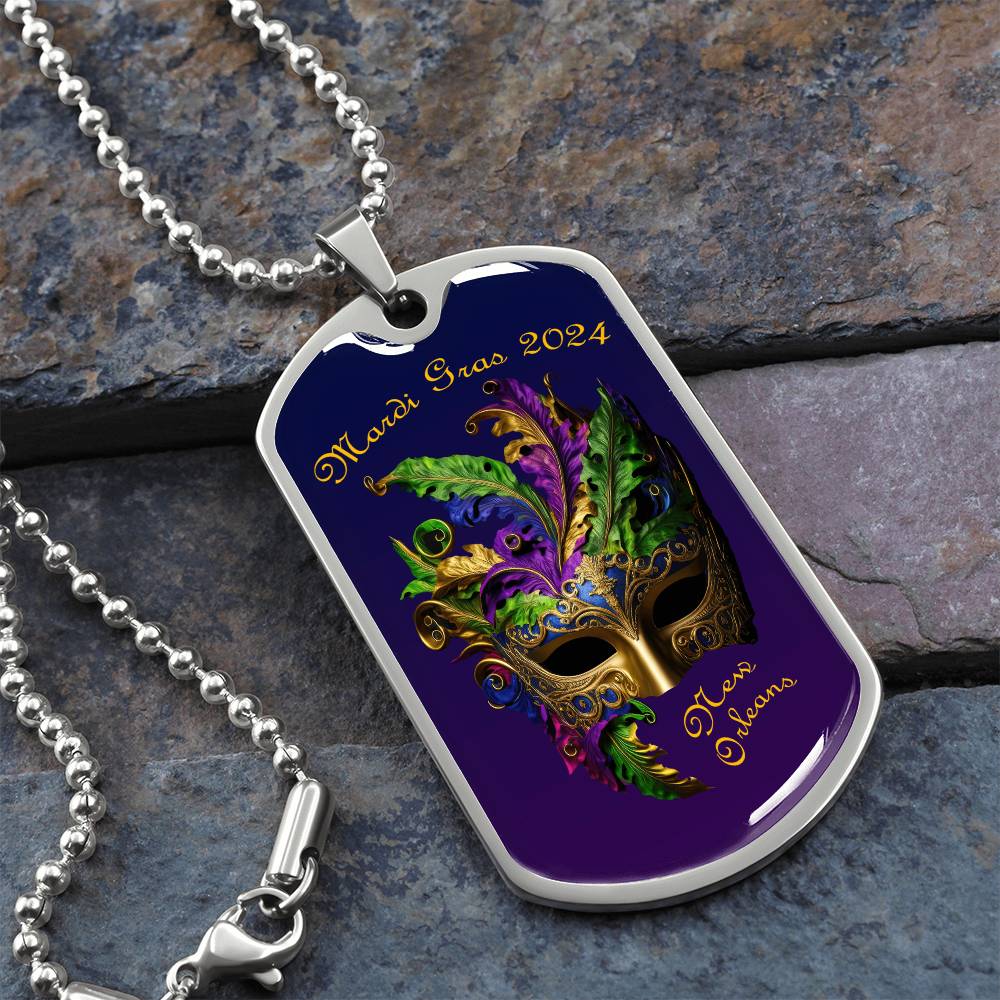 Purple and Gold Military "Dog Tag" Style Pendant