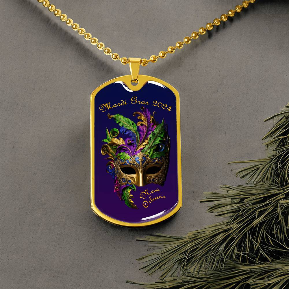 Purple and Gold Military "Dog Tag" Style Pendant