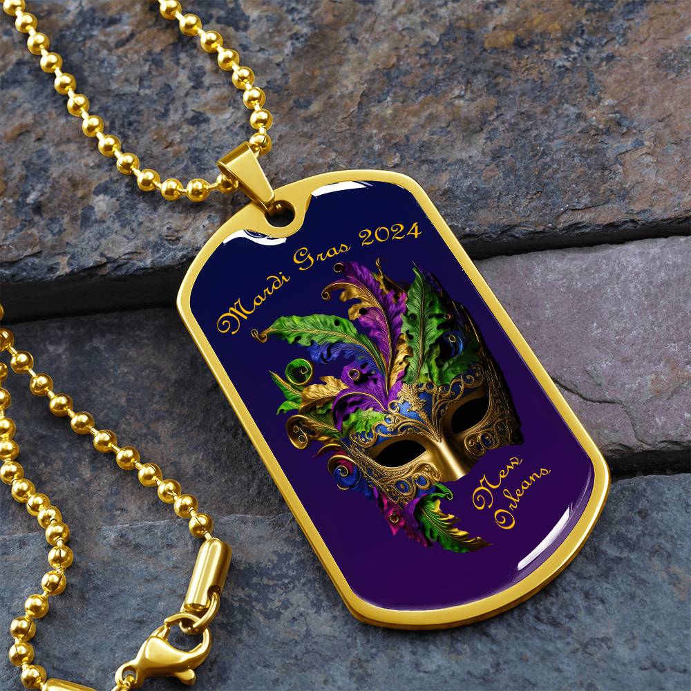 Purple and Gold Military "Dog Tag" Style Pendant