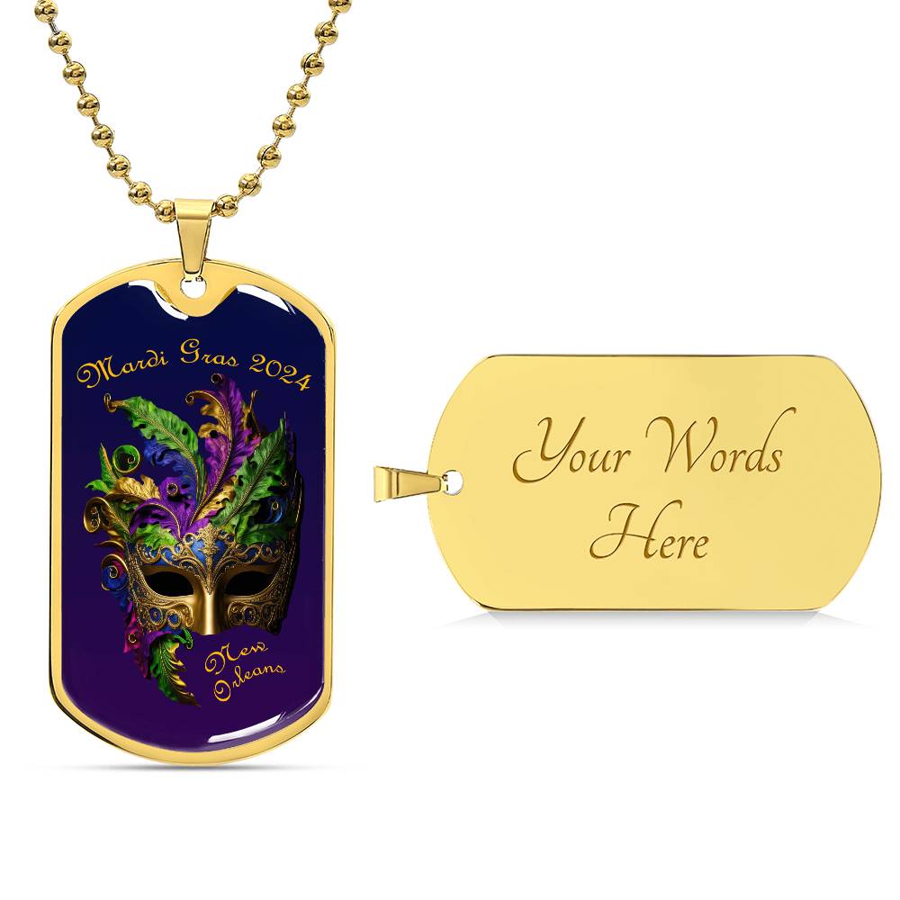 Purple and Gold Military "Dog Tag" Style Pendant